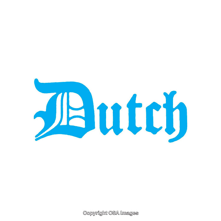 Blue Dutch Text in Gothic Style Font Isolated on White Background