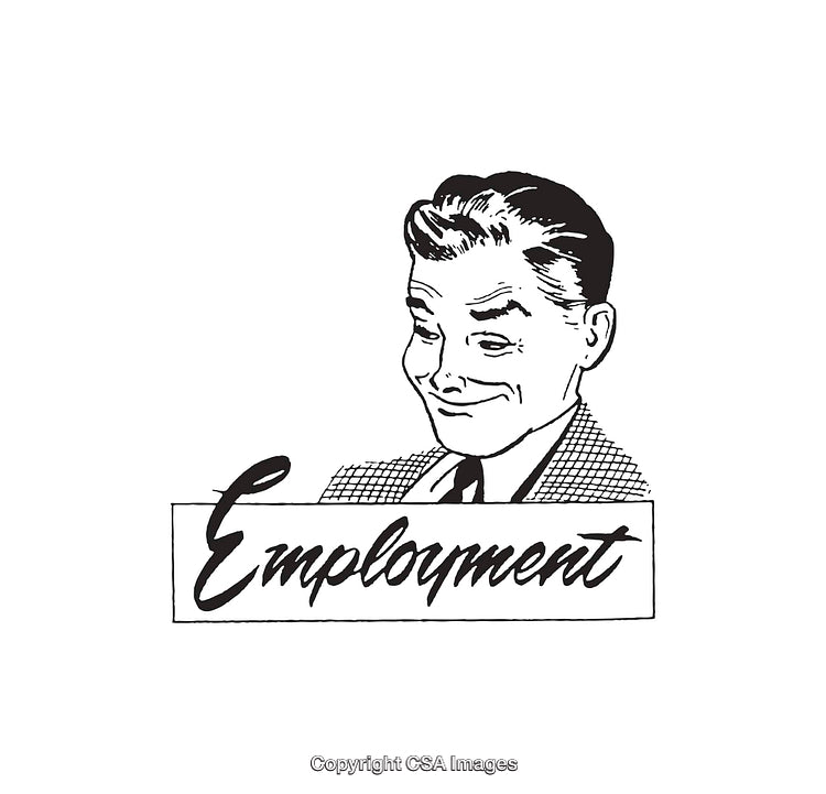 Retro Style Employment Concept Black and White Illustration