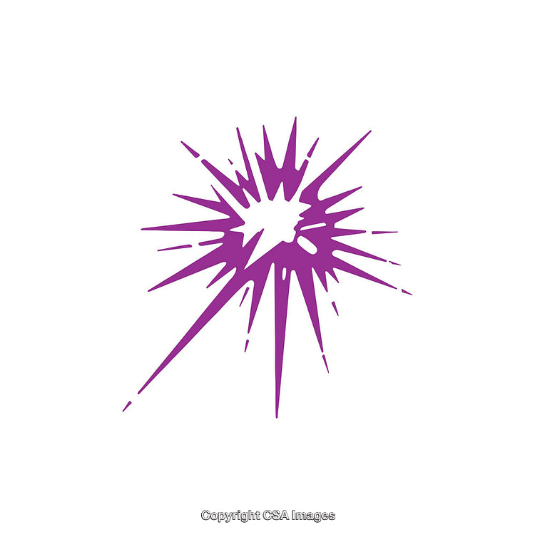 Purple Starburst Shape with Dynamic Lines on a White Background