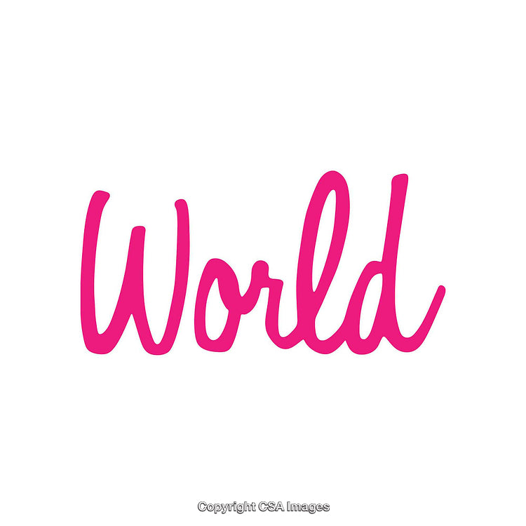 Bright Pink Script Font Displaying the Word World on White