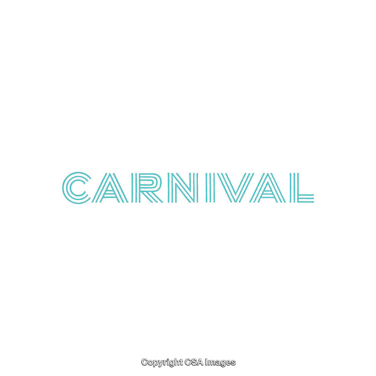 Simple Carnival-Themed Typography in Teal On White Background