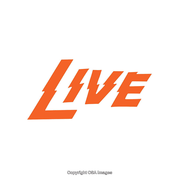 Bold Orange Text 'Live' in Dynamic Typeface on White Background