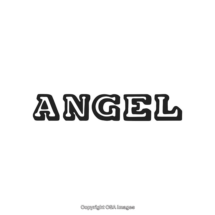Stylized Bold Lettering with the Word Angel in Black and White