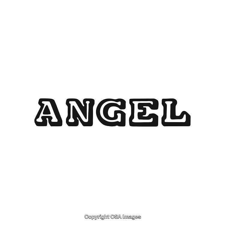 Stylized Bold Lettering with the Word Angel in Black and White