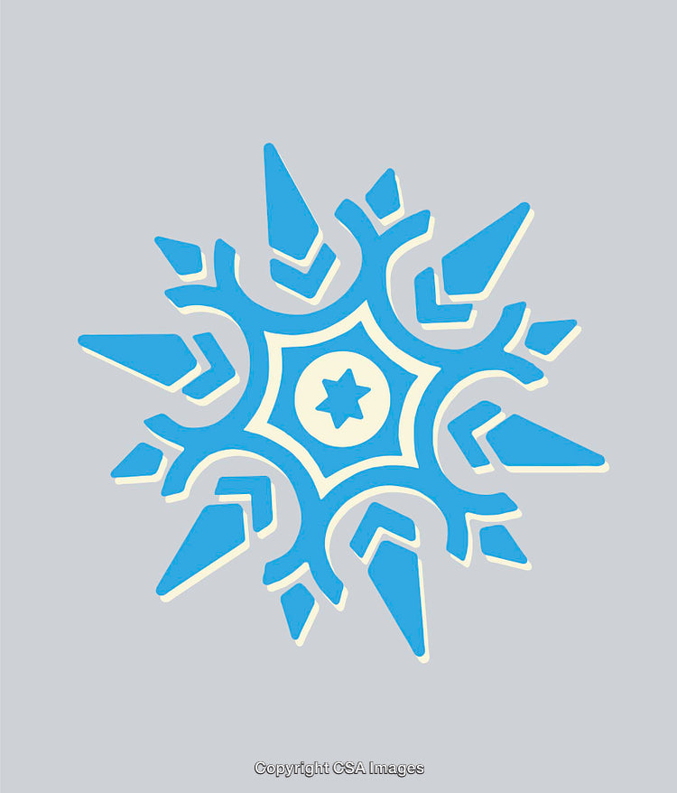 Abstract Blue and White Geometric Symbol with Star Motif