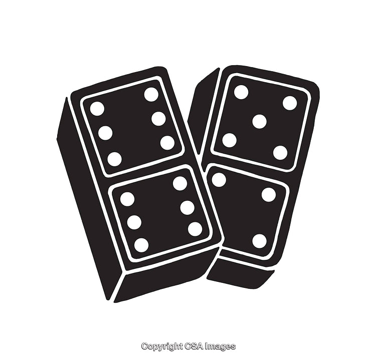 Monochromatic Dominoes Illustration on a Transparent Background
