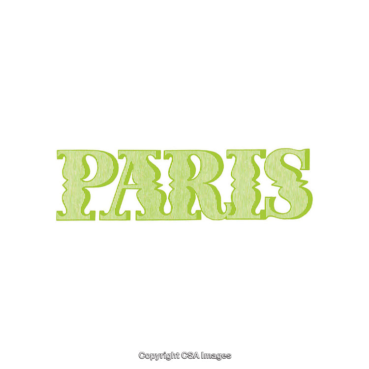 Stylish Green Typography Design Featuring the Word Paris on a White Background