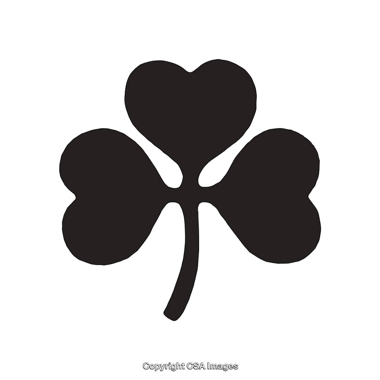 Black and White Silhouette of a Three-Leaf Clover Icon Design