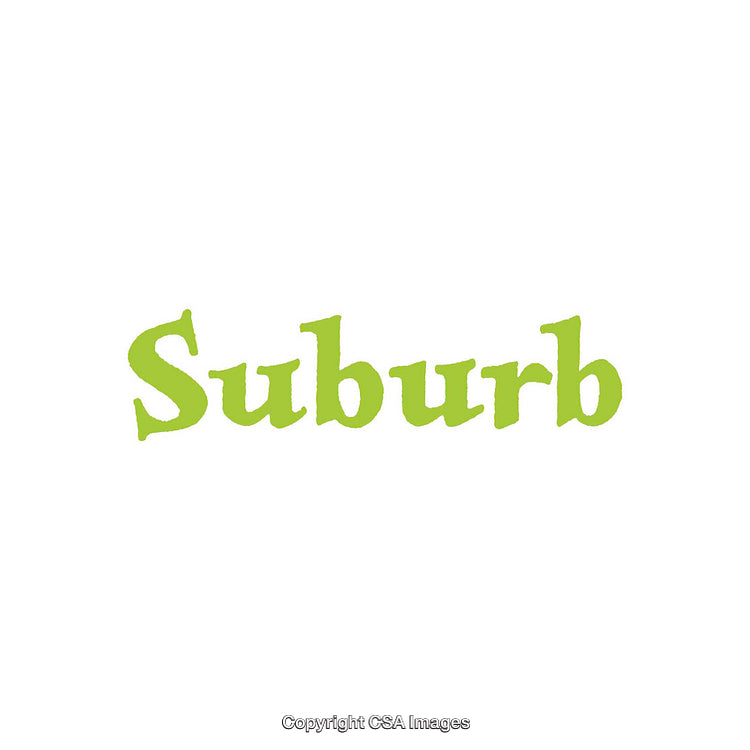 Green Suburb Text Illustration on a White Background