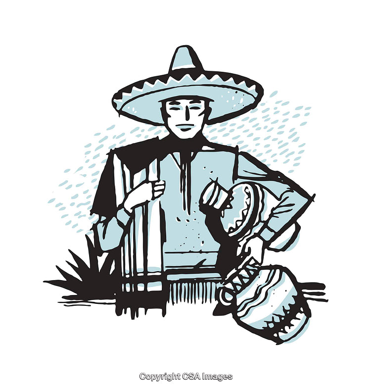 Colorful Illustration of a Traditional Figure in Mexican Style
