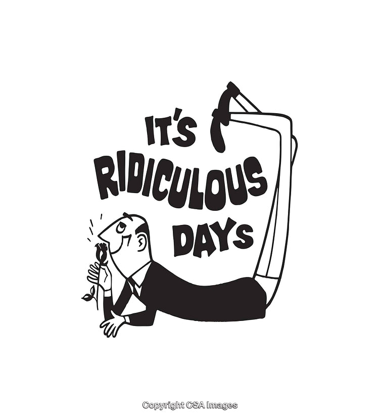 Retro Style Black and White Illustration with Humorous Text