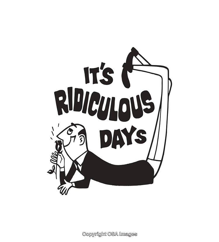 Retro Style Black and White Illustration with Humorous Text