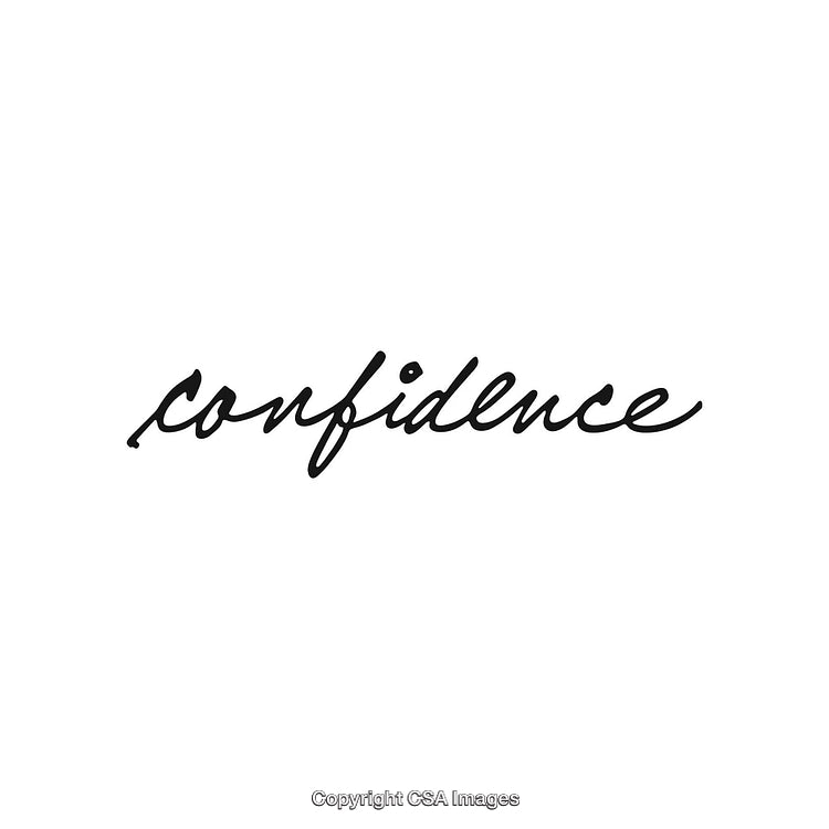 Black Script Text 'Confidence' on White Minimalist Background