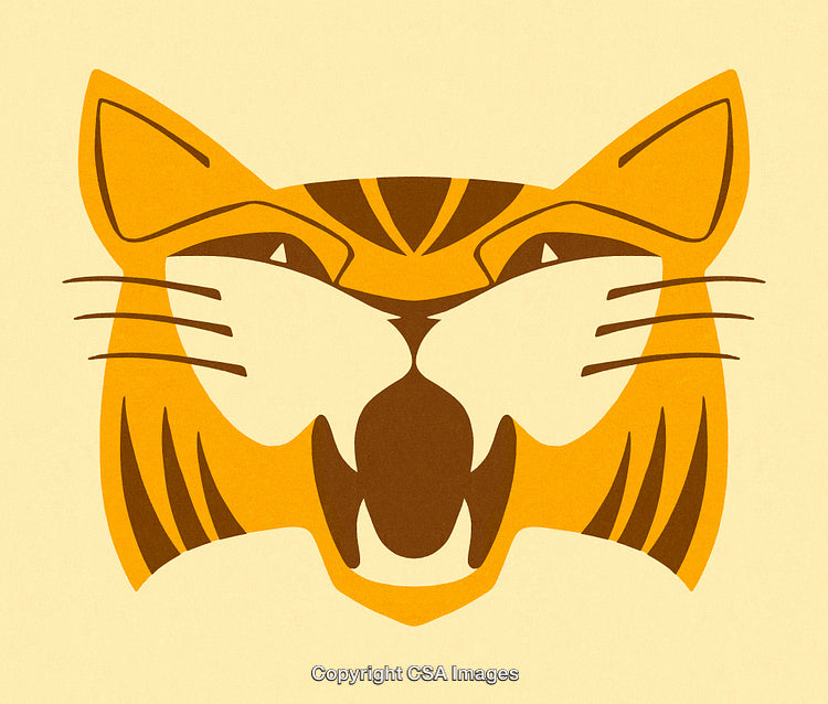 Abstract Tiger Illustration in Shades of Yellow and Brown on a Neutral Background