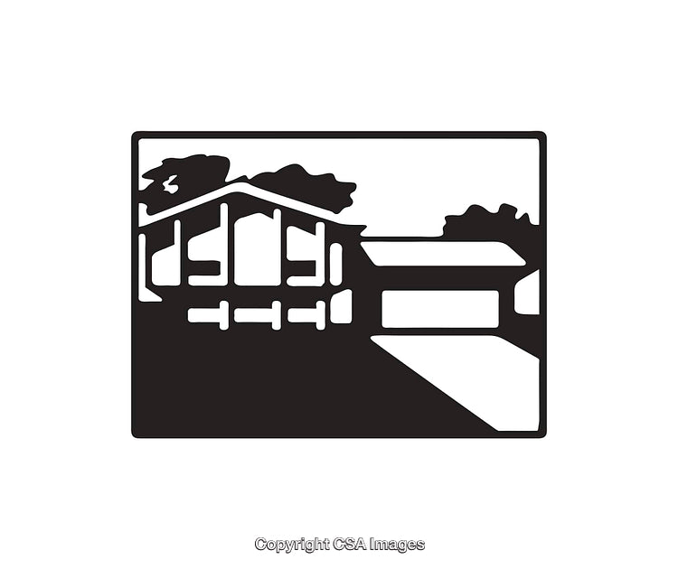 Black and White Illustration of a Residential Home With Modern Design