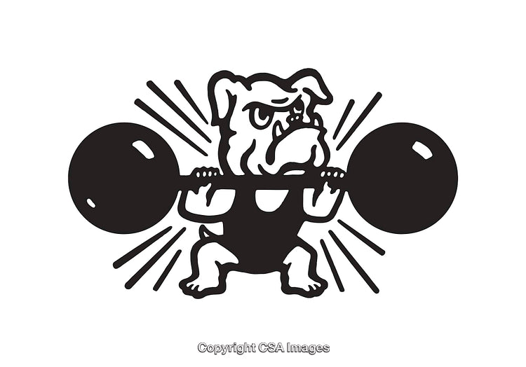Bulldog Weightlifting Black and White Design with Radiating Lines