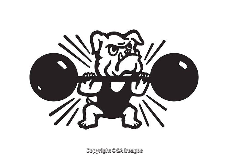Bulldog Weightlifting Black and White Design with Radiating Lines