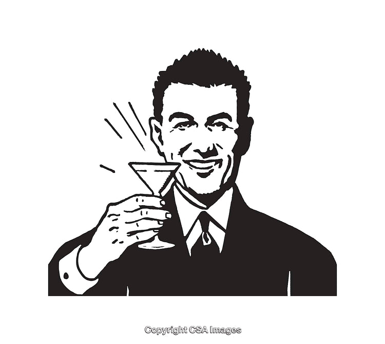 Vintage Style Illustration of a Man Holding a Martini Glass