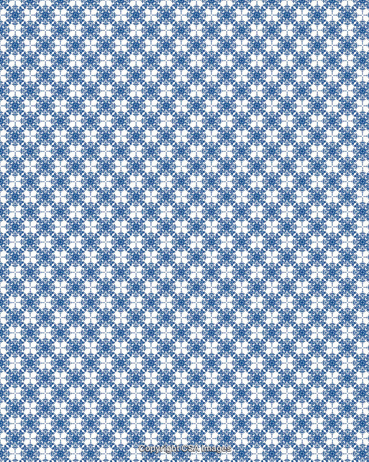 Blue Geometric Pattern on White Background with Intricate Design Layout