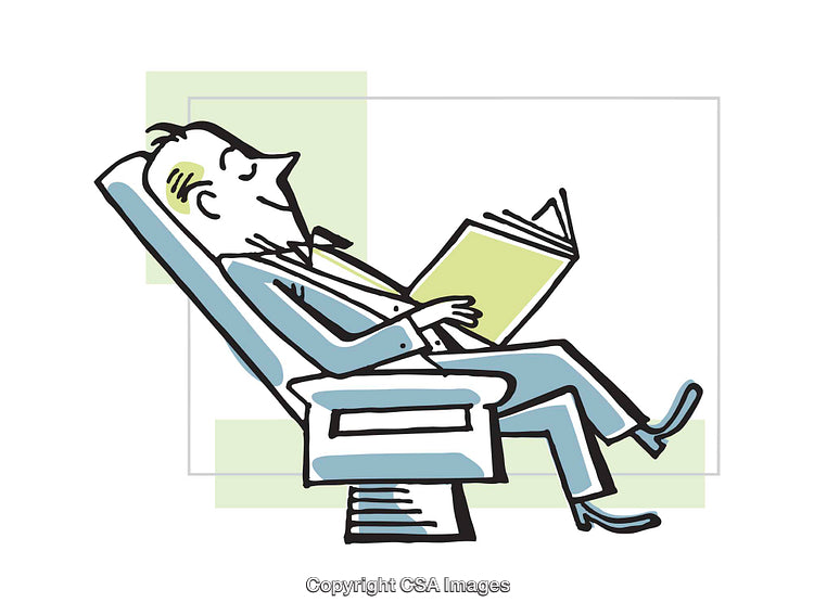 Illustration of Relaxing Businessman Sitting Comfortably and Reading a Book