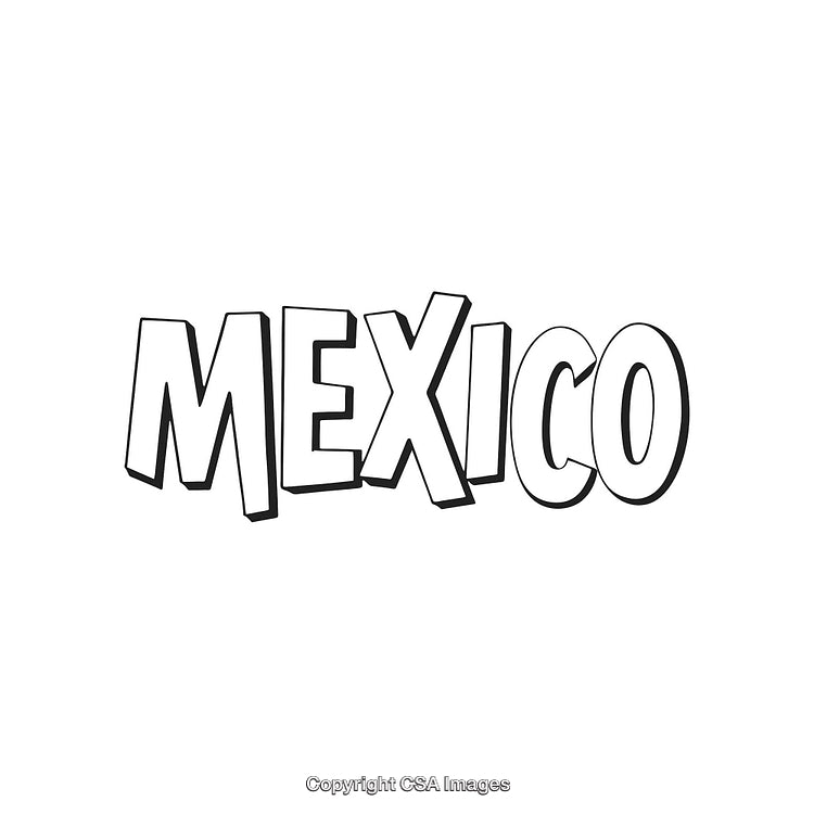 Black and White Block Lettering of Mexico in Bold Style