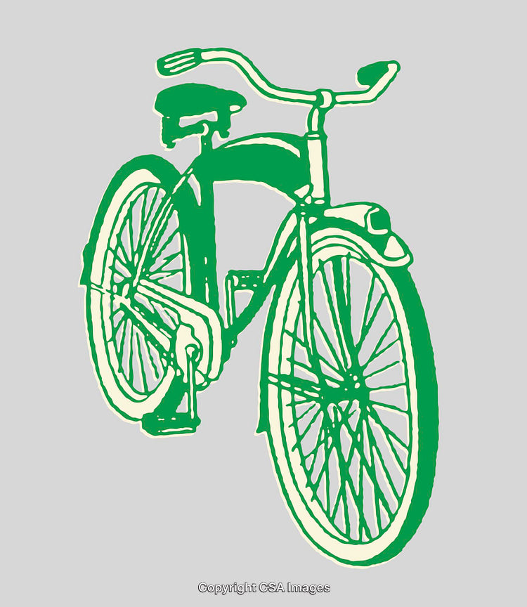 Green Bicycle Line Art Illustration on a Gray Background
