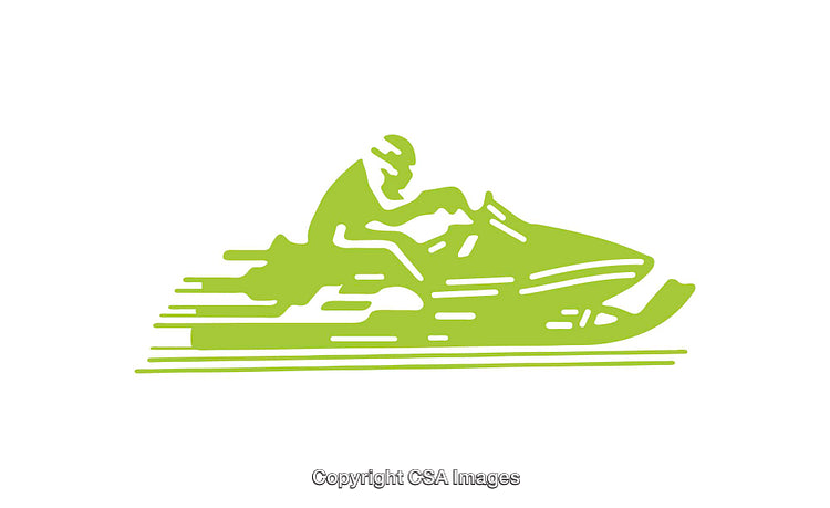Minimalist Green Snowmobile Icon Depicting Winter Sports and Recreation