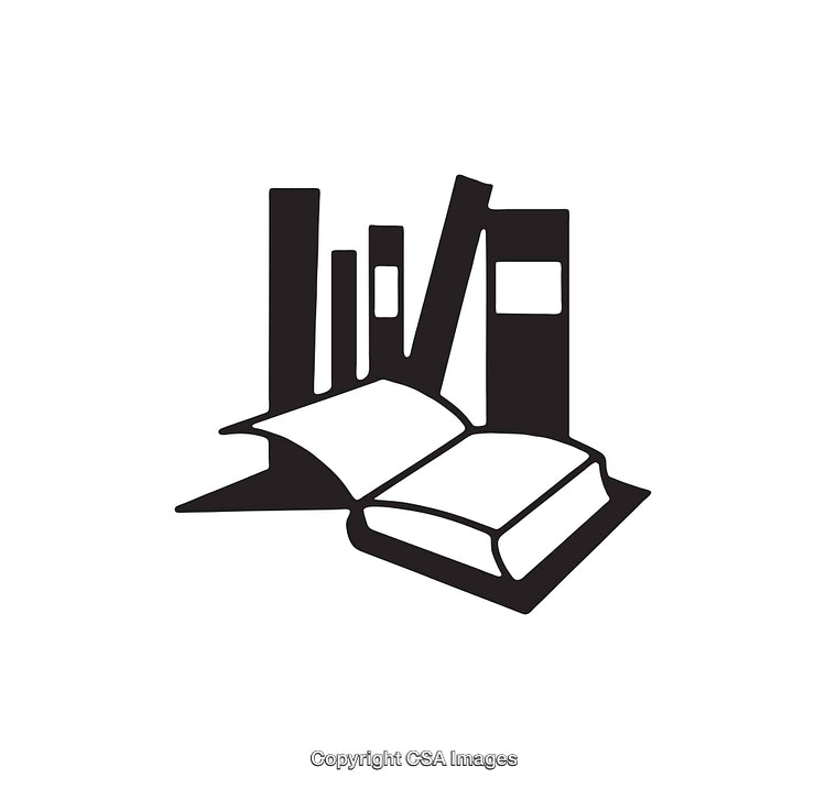 Black and White Book Icon Depicting Literature and Libraries