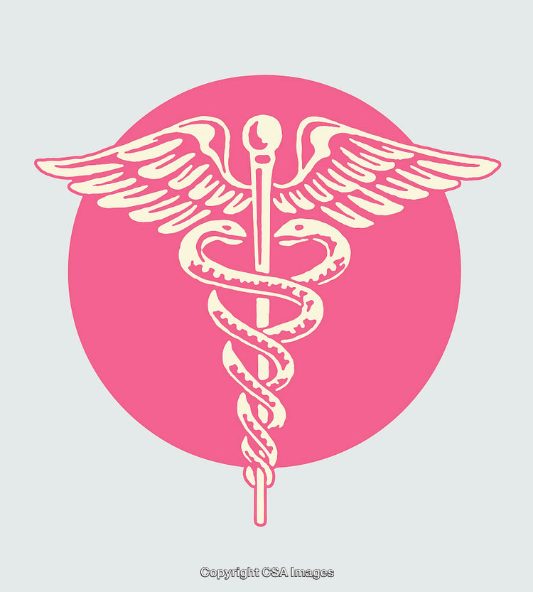 Medical Symbol with Caduceus in Pink Circle Illustration