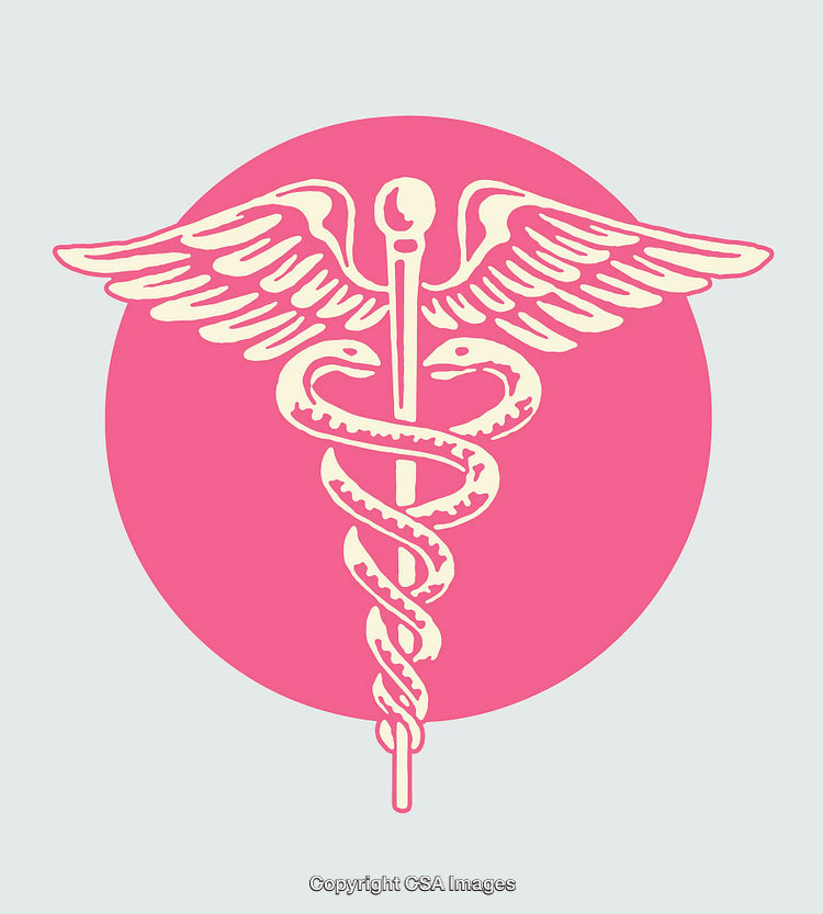 Medical Symbol with Caduceus in Pink Circle Illustration