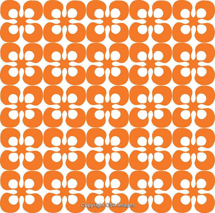 Orange Retro Pattern on White Background with Geometric Abstract Design