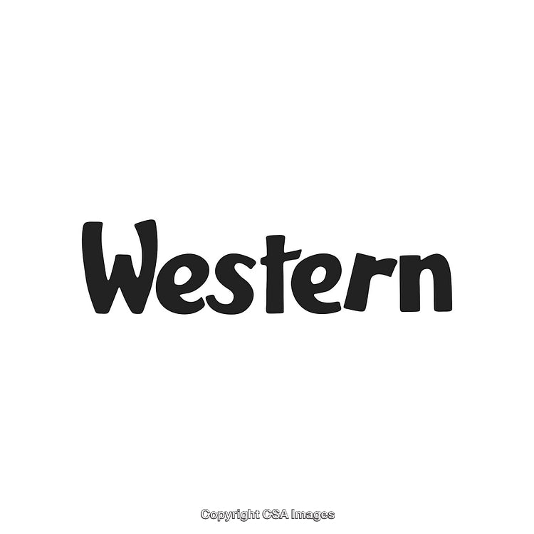 Western Style Typography Design in Bold Black Lettering on a White Background