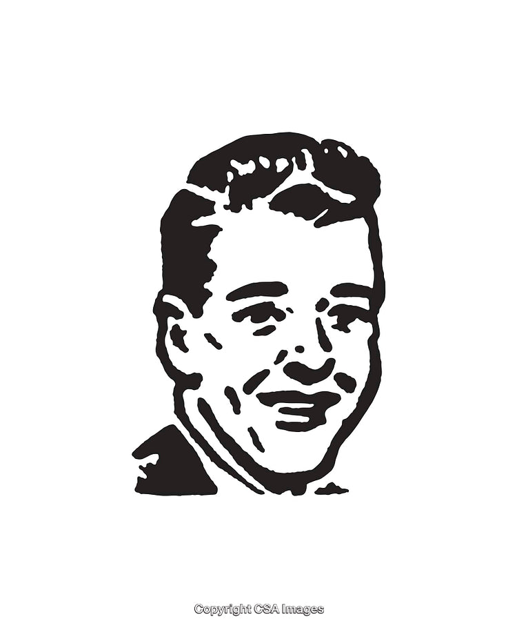 Retro Style Illustration of a Smiling Man with Vintage Appeal