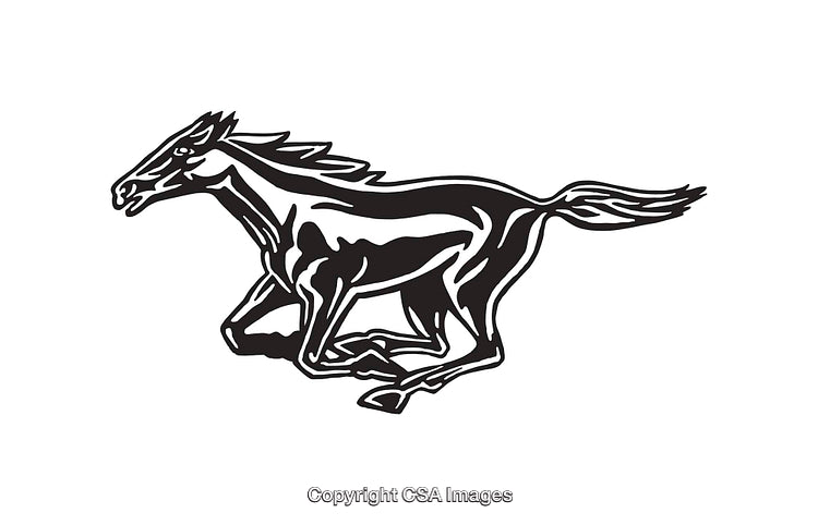 Dynamic Black And White Illustration of a Galloping Horse