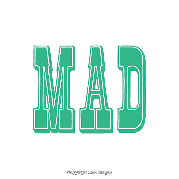 Green Bold MAD Lettering in Distinctive Typography on White Background