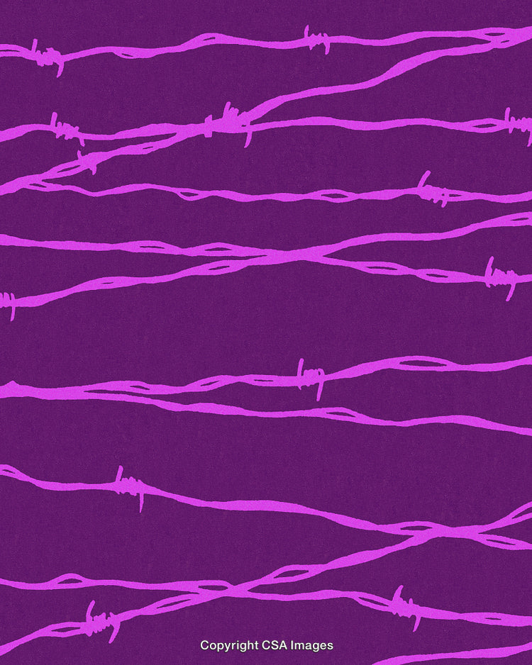Purple and Pink Seamless Pattern with Abstract Barbed Wire Illustration