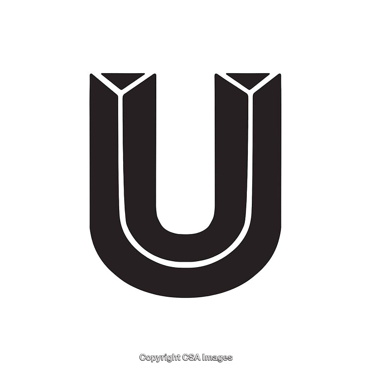 Bold And Stylized Letter U In Black And White Design
