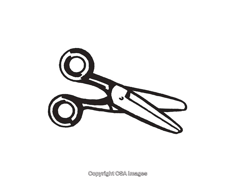Hand-Drawn Black and White Illustration of Scissors