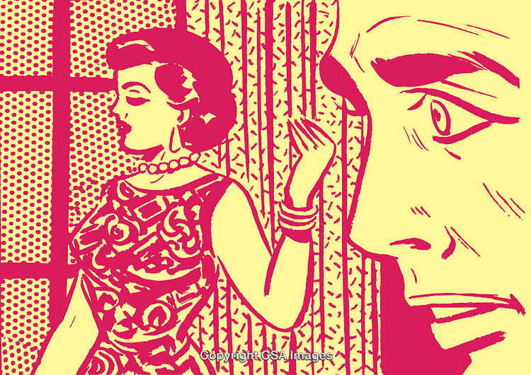 Retro Comic Style Illustration of Two Individuals in Dramatic Context