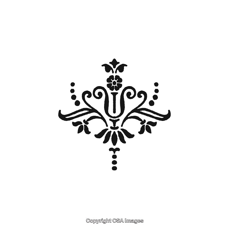 Elegant Black and White Ornamental Design with Floral Elements