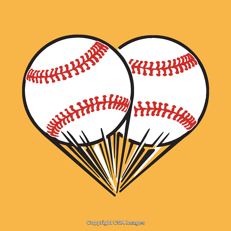 Color Illustration Featuring Two Baseballs Forming a Heart Shape