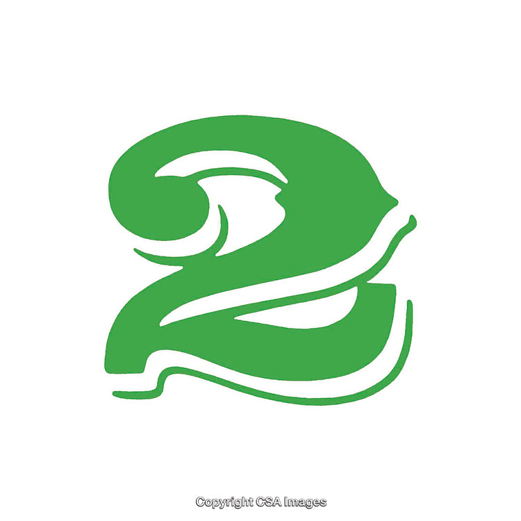 Artistic Green Number Two with Unique Design Elements