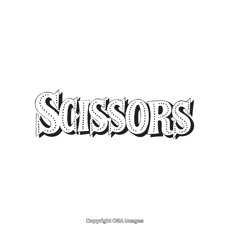 Creative Typography Display of the Word Scissors in a Stylized Font