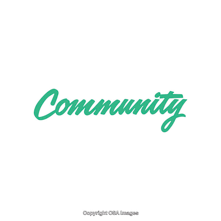Minimalist Green "Community" Typography on White Background in Stylish Script