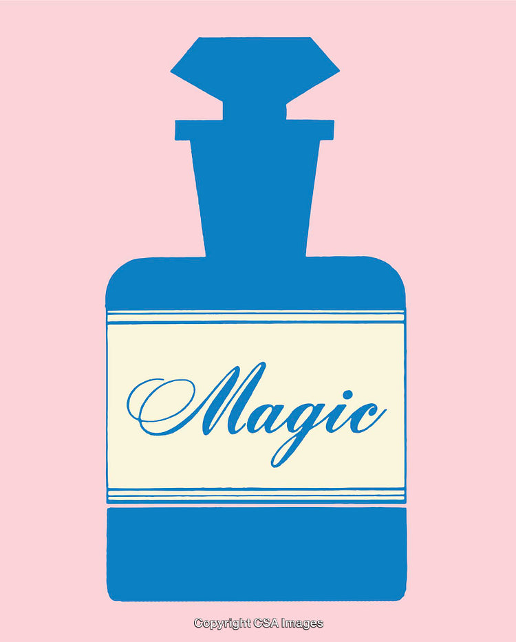 Minimalist Blue Perfume Bottle Illustration with Pastel Background