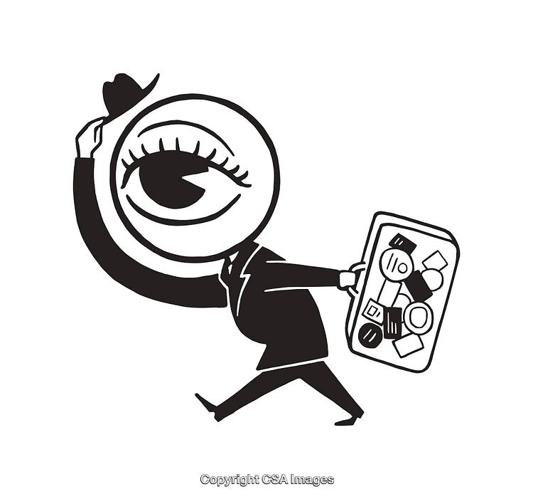Creative Black and White Line Art Illustration of Surrealist Business Concept