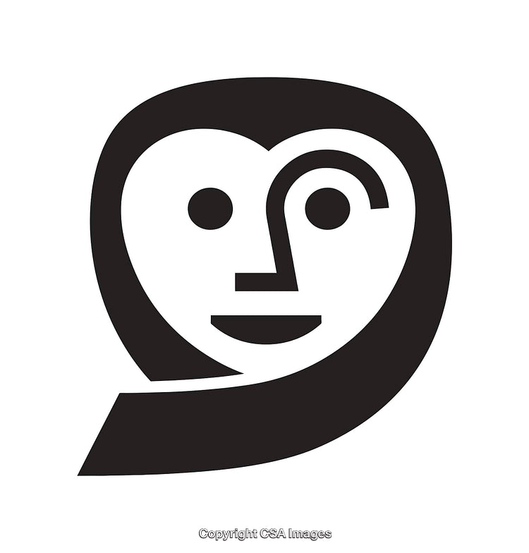 Minimalistic Black and White Abstract Face Icon Design