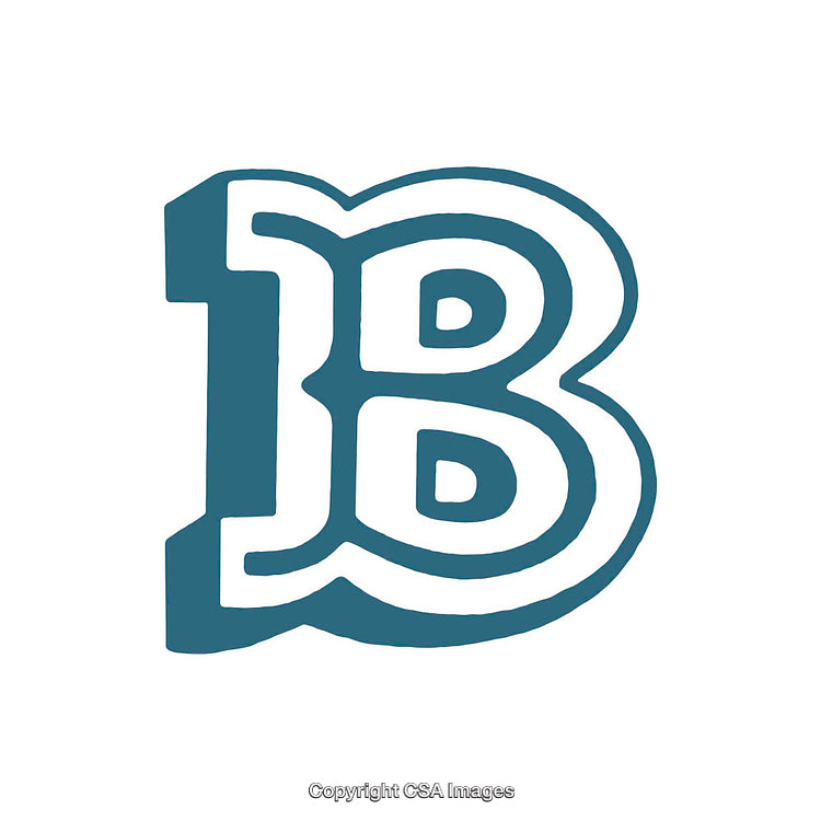 Bold Stylized Alphabet Letter B Design on White Background