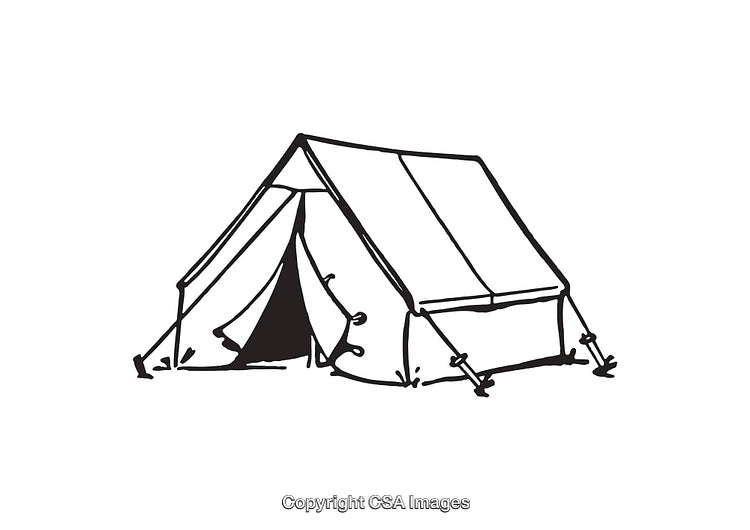 Classic Line Art Depiction of a Tent for Camping and Outdoor Adventures