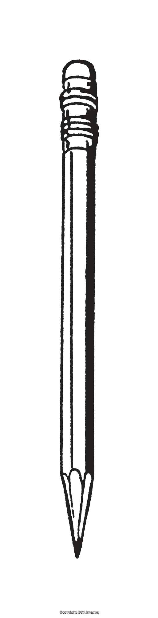 Black and White Line Art Illustration of a Classic Wooden Pencil